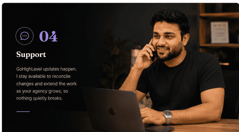Step 04 — Support: Yousaf, GoHighLevel white-label customization engineer